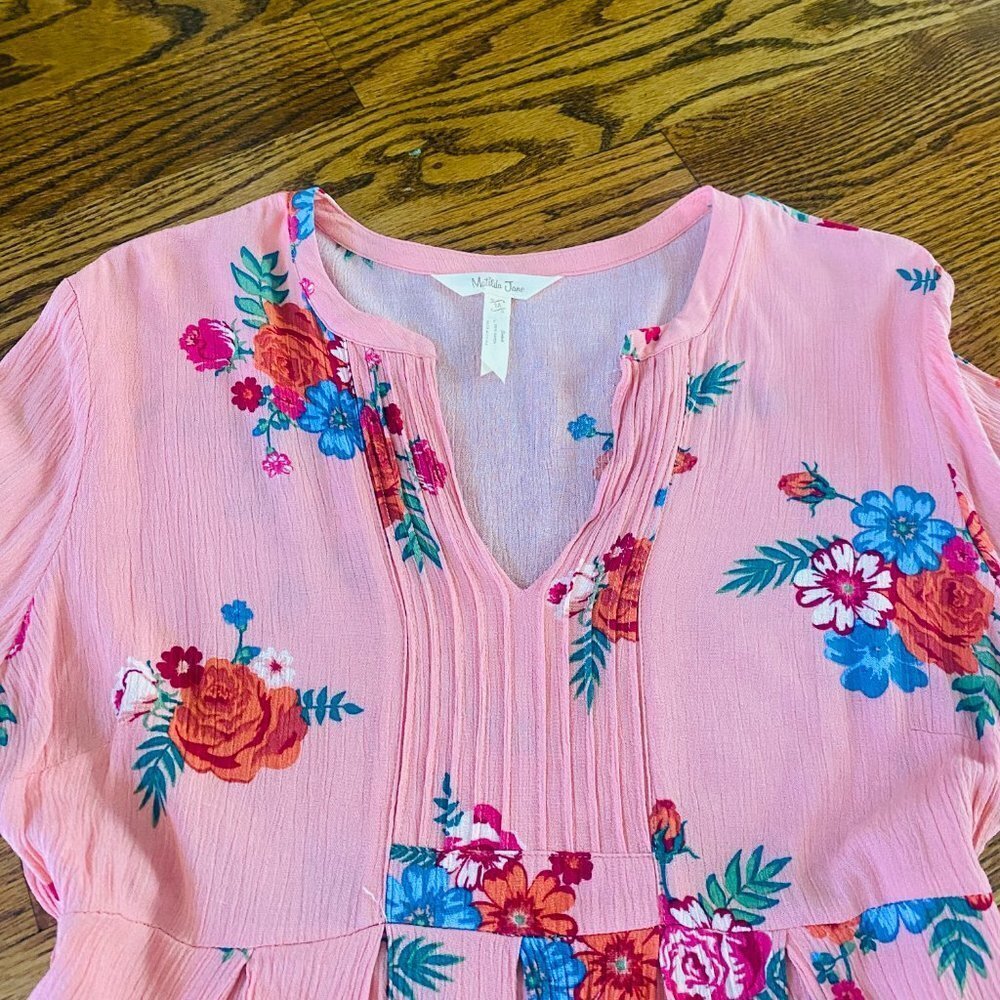 Matilda Jane Let's Go Out Dress - Peach Floral Boho Dress - M - Picture 8 of 14